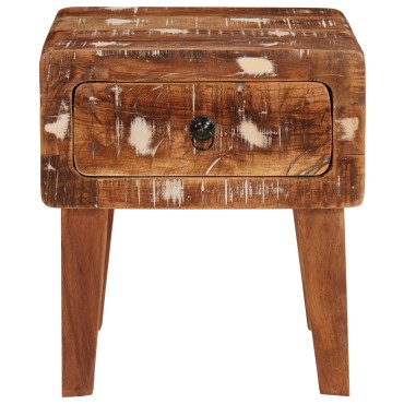 vidaXL End Table με συρτάρι Καφέ 40x32x46cm Στερεό Ανακτηθέν Ξύλο