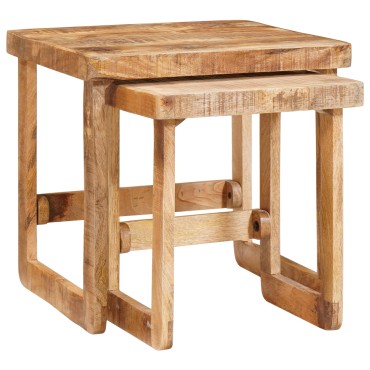 vidaXL Ένθετα τραπέζια 2 τεμ. Καφέ 46x46x45cm Στερεό ξύλο μάνγκο