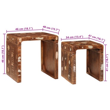 vidaXL Ένθετα τραπέζια 2 τεμ. Καφέ 46x40x46cm