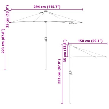 vidaXL Ομπρέλα Κήπου Τερακότα 294 x 150 x 223 εκ