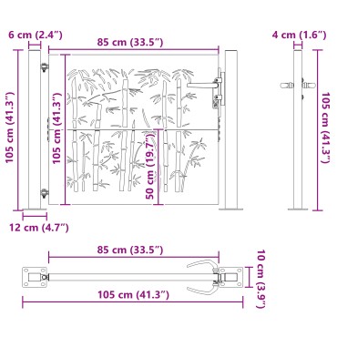 vidaXL Πύλη Κήπου Μαύρο 110 x 105 εκ Χάλυβας με επίστρωση πούδρας