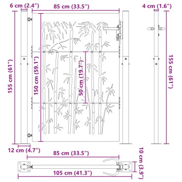 vidaXL Πύλη Κήπου 110 x 155 εκ Χάλυβας με επίστρωση πούδρας Κλειδώσιμο