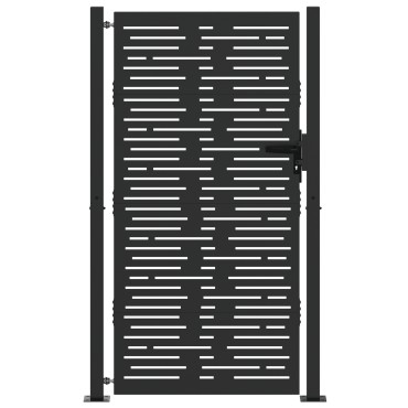 vidaXL Πύλη Κήπου Μαύρο 110 x 205 εκ. Χάλυβας με επίστρωση πούδρας
