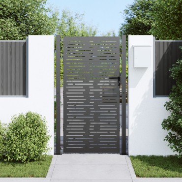 vidaXL Πύλη Κήπου Μαύρο 110 x 205 εκ. Χάλυβας με επίστρωση πούδρας