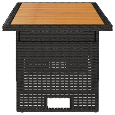 vidaXL Τραπέζι Κήπου Μαύρο 100x50x43/63cm Μασίφ Ακακία & Συνθ. Ρατάν 1 τεμ.
