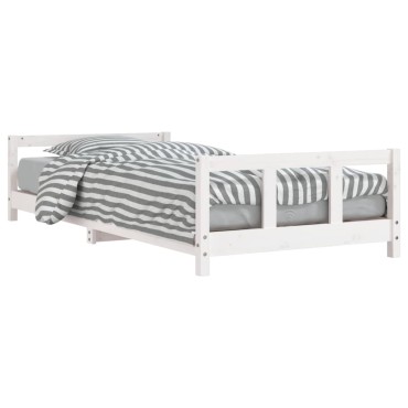 vidaXL Πλαίσιο Παιδικού Κρεβατιού Λευκό 90x190cm από Μασίφ Ξύλο Πεύκου 1 τεμ. - Μονό