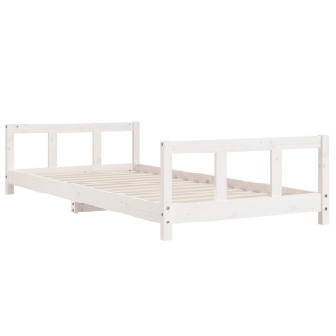 vidaXL Πλαίσιο Παιδικού Κρεβατιού Λευκό 90x190cm από Μασίφ Ξύλο Πεύκου 1 τεμ. - Μονό
