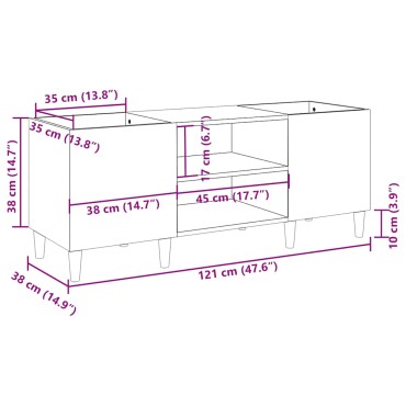 vidaXL Ντουλάπι δίσκων Sonoma Δρυς 121x38x48cm από επεξεργασμένο ξύλο 1 τεμ.
