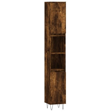 vidaXL Ντουλάπι Μπάνιου Καπνιστή Δρυς 30x30x190cm Επεξεργασμένο Ξύλο 1 τεμ.