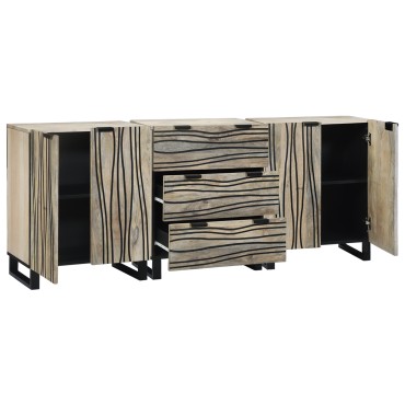vidaXL Σετ Μπουφέδων 3 τεμ. Λευκό 180x33x75cm Στερεό ξύλο μάνγκο