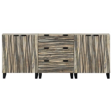 vidaXL Σετ Μπουφέδων 3 τεμ. Λευκό 180x33x75cm Στερεό ξύλο μάνγκο