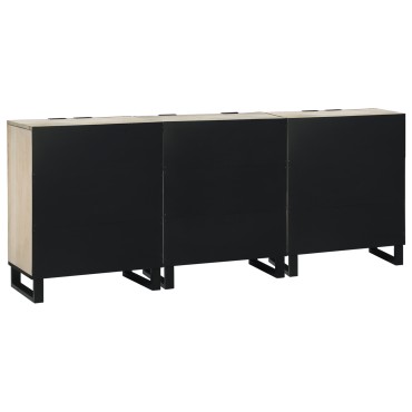 vidaXL Σετ Μπουφέδων 3 τεμ. Λευκό 180x33x75cm Στερεό ξύλο μάνγκο