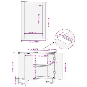 vidaXL Σετ Ντουλαπιών Μπάνιου 2 τεμ. Λευκό 62x33x58cm