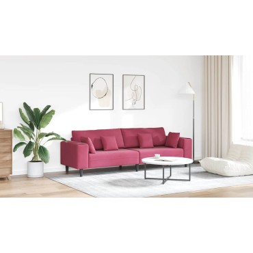 vidaXL Καναπές Κόκκινο 250x77x76cm Βελούδο