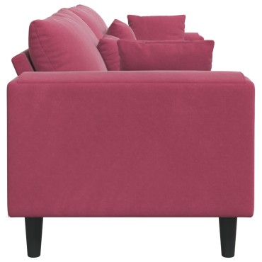 vidaXL Καναπές Κόκκινο 250x77x76cm Βελούδο