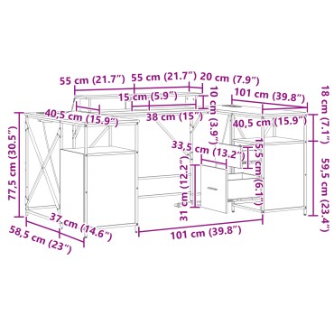 vidaXL Γραφείο Δρύς Sonoma Επεξεργασμένο Ξύλο 182x101x87,5 εκ 1 τεμ.