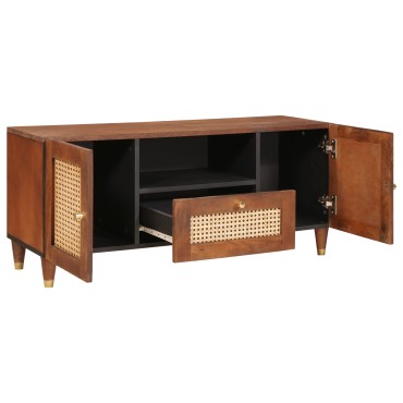 vidaXL Ντουλάπι TV με ράφι Καφέ 105x33,5x46cm Στερεό ξύλο μάνγκο 1 τεμ.