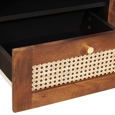 vidaXL Ντουλάπι TV Καφέ 105x33,5x46cm Στερεό ξύλο μάνγκο 1 τεμ.