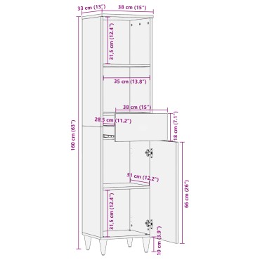 vidaXL Πλαϊνό γραφείο Καφέ 38x33,5x160cm Στερεό ξύλο μάνγκο