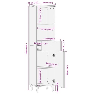 vidaXL Πλαϊνό γραφείο Καφέ 38x33,5x160cm Στερεό ξύλο μάνγκο