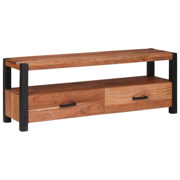 vidaXL Ντουλάπι TV με συρτάρι Καφέ 110x30x40cm Μασίφ ξύλο ακακίας 1 τεμ.