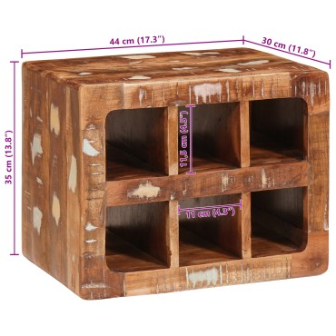 vidaXL Ράφι Κρασιού Καφέ 44x30x35cm Στερεό Ανακτηθέν Ξύλο 1 τεμ.