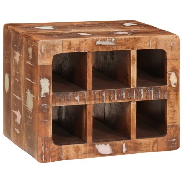 vidaXL Ράφι Κρασιού Καφέ 44x30x35cm Στερεό Ανακτηθέν Ξύλο 1 τεμ.