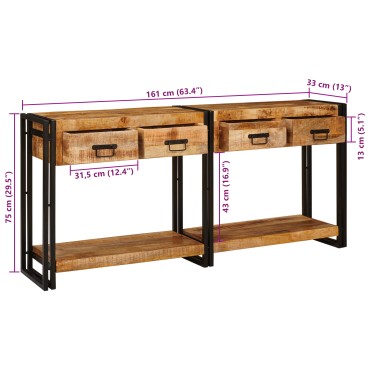 vidaXL Τραπέζια Κονσόλες 2 τμχ. Καφέ 161x33x75 εκ