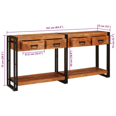 vidaXL Τραπέζια Κονσόλες 2 τμχ. Καφέ 161x33x75 εκ