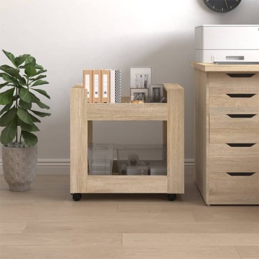 vidaXL Γραφείο Τρόλεϊ Sonoma Δρυς 60x45x60cm από Επεξεργασμένο Ξύλο