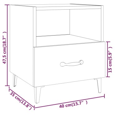 vidaXL Κομοδίνο Sonoma Δρυς από Επεξεργασμένο Ξύλο 40x35x47,5cm 1 τεμ.