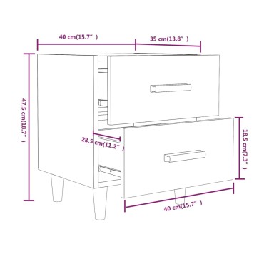 vidaXL Κομοδίνο Γκρι Sonoma 40x35x47,5cm 1 τεμ.