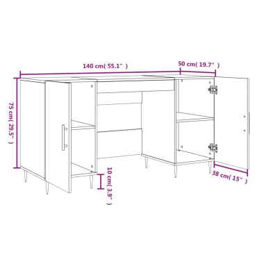 vidaXL Γραφείο Γκρι Sonoma 140x50x75cm από Επεξεργασμένο Ξύλο 1 τεμ.
