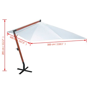 vidaXL Ομπρέλα Κρεμαστή Λευκή 300 x 400 εκ.