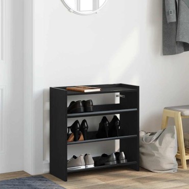 Ράφι παπουτσιών vidaXL Μαύρο 60x25x62cm Κατασκευασμένο ξύλο
