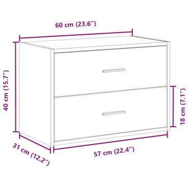 vidaXL Ντουλάπι με 2 συρτάρια Αρτισιανή Δρυς 60x31x40cm Επεξ. Ξύλο 1 τεμ.