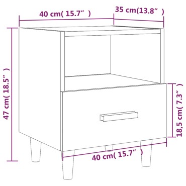 vidaXL Κομοδίνο Γκρι Sonoma 40x35x47cm 1 τεμ.