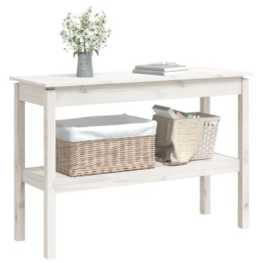 vidaXL Τραπέζι κονσόλα άσπρο 110x40x75cm από Μασίφ Ξύλο Πεύκου 1 τεμ.
