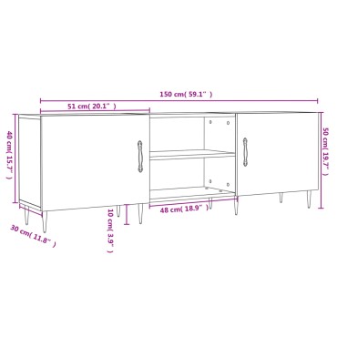 vidaXL Έπιπλο Τηλεόρασης Γκρι Σκυροδέματος 150x30x50cm Επεξ. Ξύλο