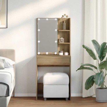 vidaXL Μπουντουάρ με LED Αρτισιανή Δρυς 60x40x140cm