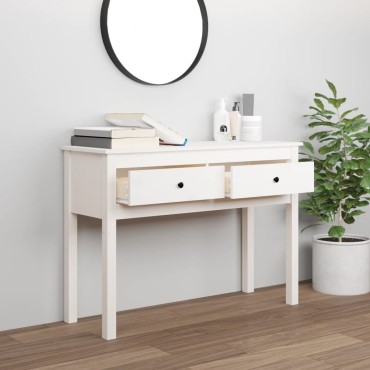 vidaXL Τραπέζι Κονσόλα Λευκό 100x35x75cm από Μασίφ Ξύλο Πεύκου 1 τεμ.