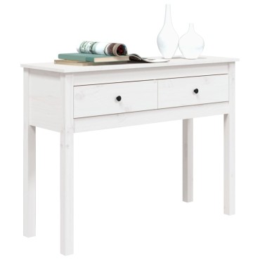 vidaXL Τραπέζι Κονσόλα Λευκό 100x35x75cm από Μασίφ Ξύλο Πεύκου 1 τεμ.