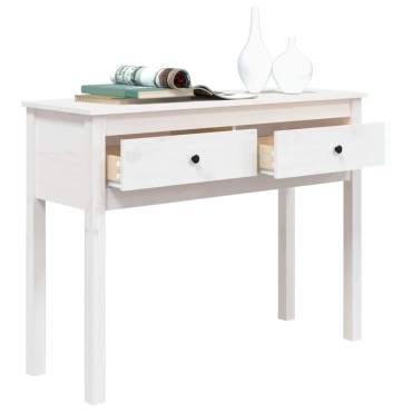vidaXL Τραπέζι Κονσόλα Λευκό 100x35x75cm από Μασίφ Ξύλο Πεύκου 1 τεμ.