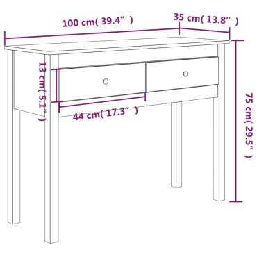 vidaXL Τραπέζι Κονσόλα Λευκό 100x35x75cm από Μασίφ Ξύλο Πεύκου 1 τεμ.