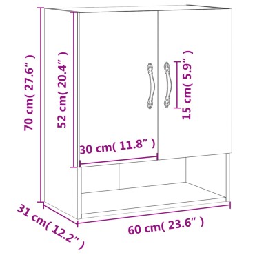 vidaXL Ντουλάπι Τοίχου Sonoma Δρυς 60x31x70cm Επεξεργασμένο Ξύλο 1 τεμ.