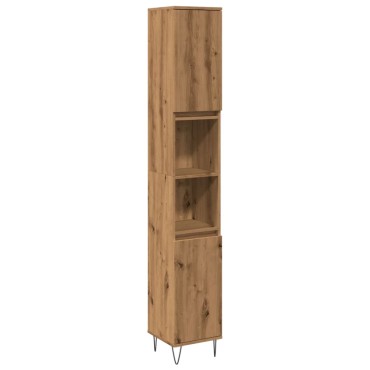 vidaXL Ντουλάπι μπάνιου Δρυς τεχνίτης 30x30x190cm Κατασκευασμένο ξύλο
