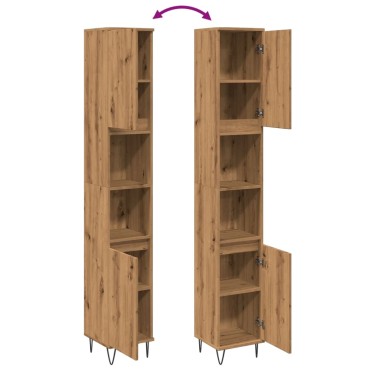 vidaXL Ντουλάπι μπάνιου Δρυς τεχνίτης 30x30x190cm Κατασκευασμένο ξύλο
