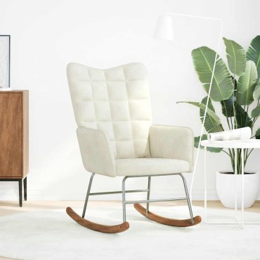 vidaXL Κουνιστή Πολυθρόνα Κρεμ Βελούδινη 61x78x98cm 1 τεμ.