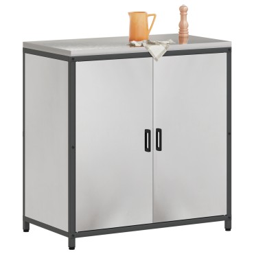 vidaXL Ντουλάπα Αποθήκευσης Κουζίνας HATTEM Ασημί 90x50x92 εκ