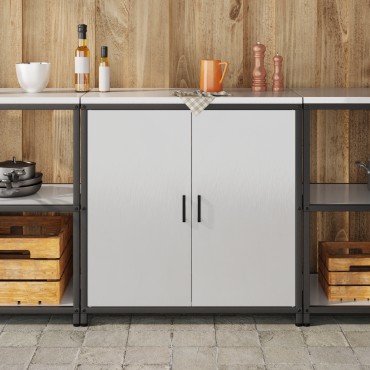 vidaXL Ντουλάπα Αποθήκευσης Κουζίνας HATTEM Ασημί 90x50x92 εκ